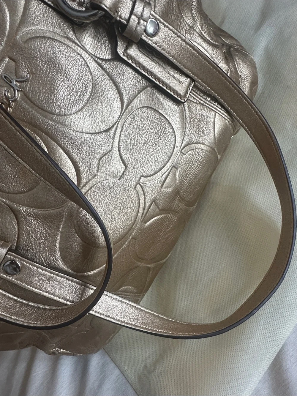 Sold—Coach Metallic Gold Signature Shoulder Bag